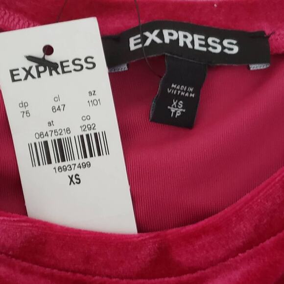 Express  Cranberry Velvet Tie Back Top XS NWT - Picture 4 of 5